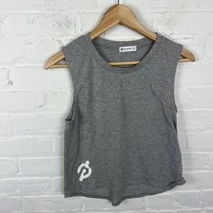 Peleton Women's Lightweight Lurex Muscle Tank Stretch Sleeveless Gray Size M